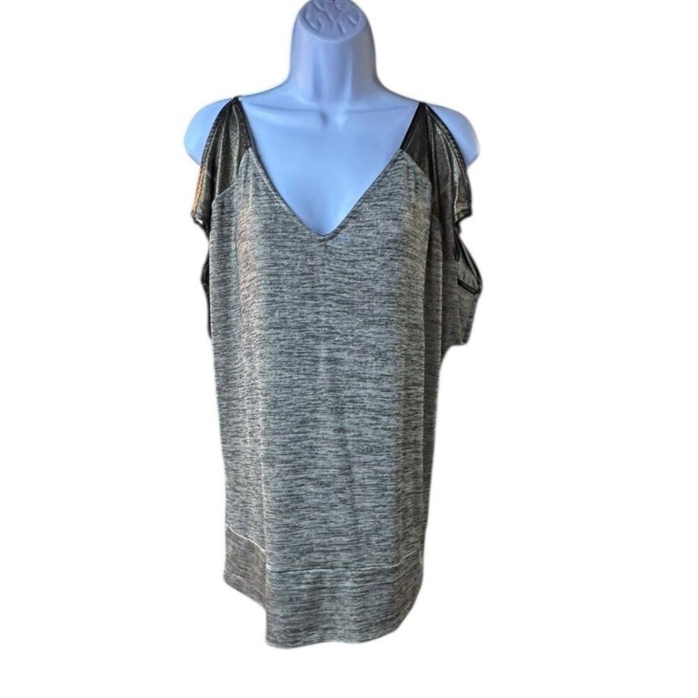 Cache Bronze Cold Shoulder Top Women’s XL Knit Y2K Glam Blouse NWT